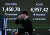 Asian shares track Wall Street gains as gold edges lower